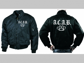 A.C.A.B.  BOXER  - čierna zimná letecká bunda BOMBER s límcom, typ CWU Winter Jacket z pevného materiálu s masívnym zipsom na zapínanie 100%nylón, čiastočne vodeodolná